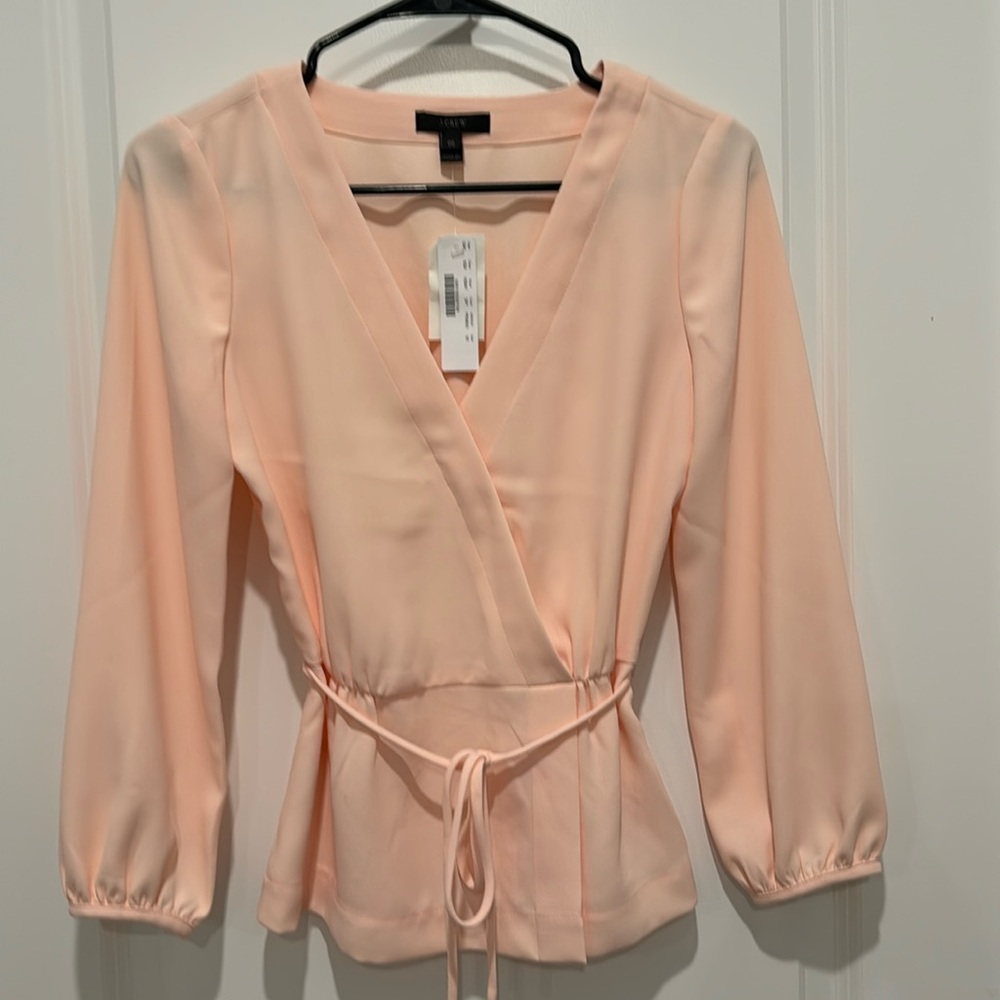 J. Crew Pink Wrap Blouse, Size 00, New with tags